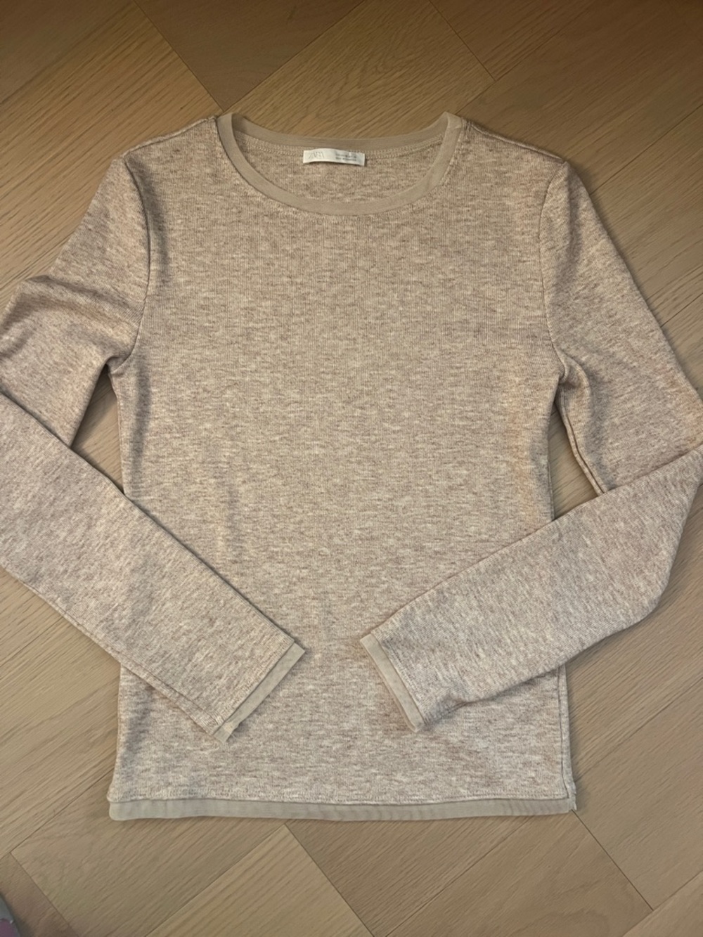 Zara oatmeal colored long sleeve top women’s size M
